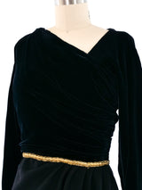 Oscar de la Renta Ruched Velvet Dress Dress arcadeshops.com