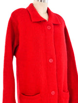 Red Knit Maxi Coat Outerwear arcadeshops.com