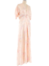 1930's Floral Printed Satin Gown Dress arcadeshops.com