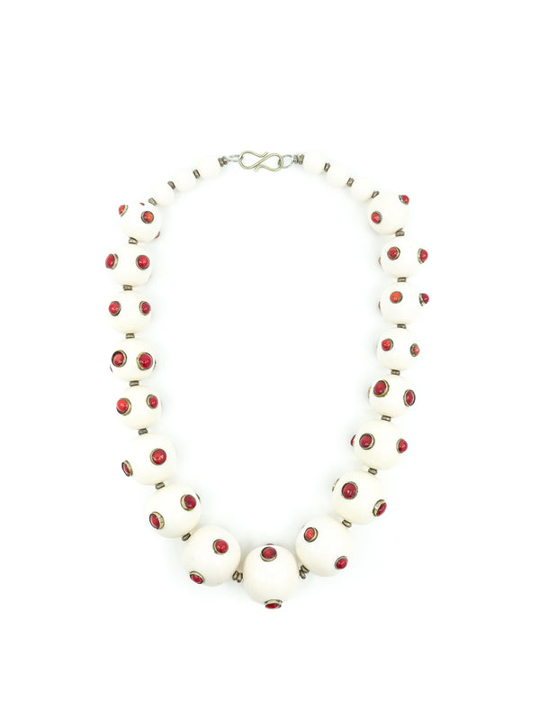 Coral Studded Beaded Necklace Accessory arcadeshops.com