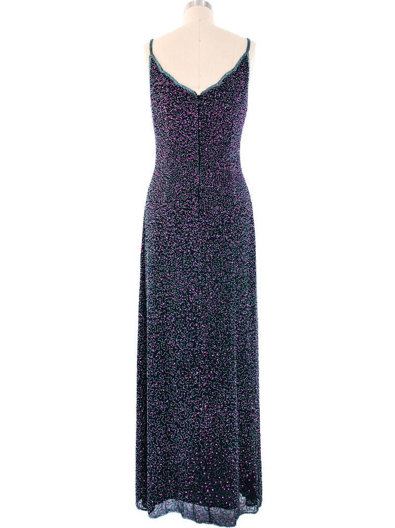 Beaded Silk Maxi Dress Dress arcadeshops.com