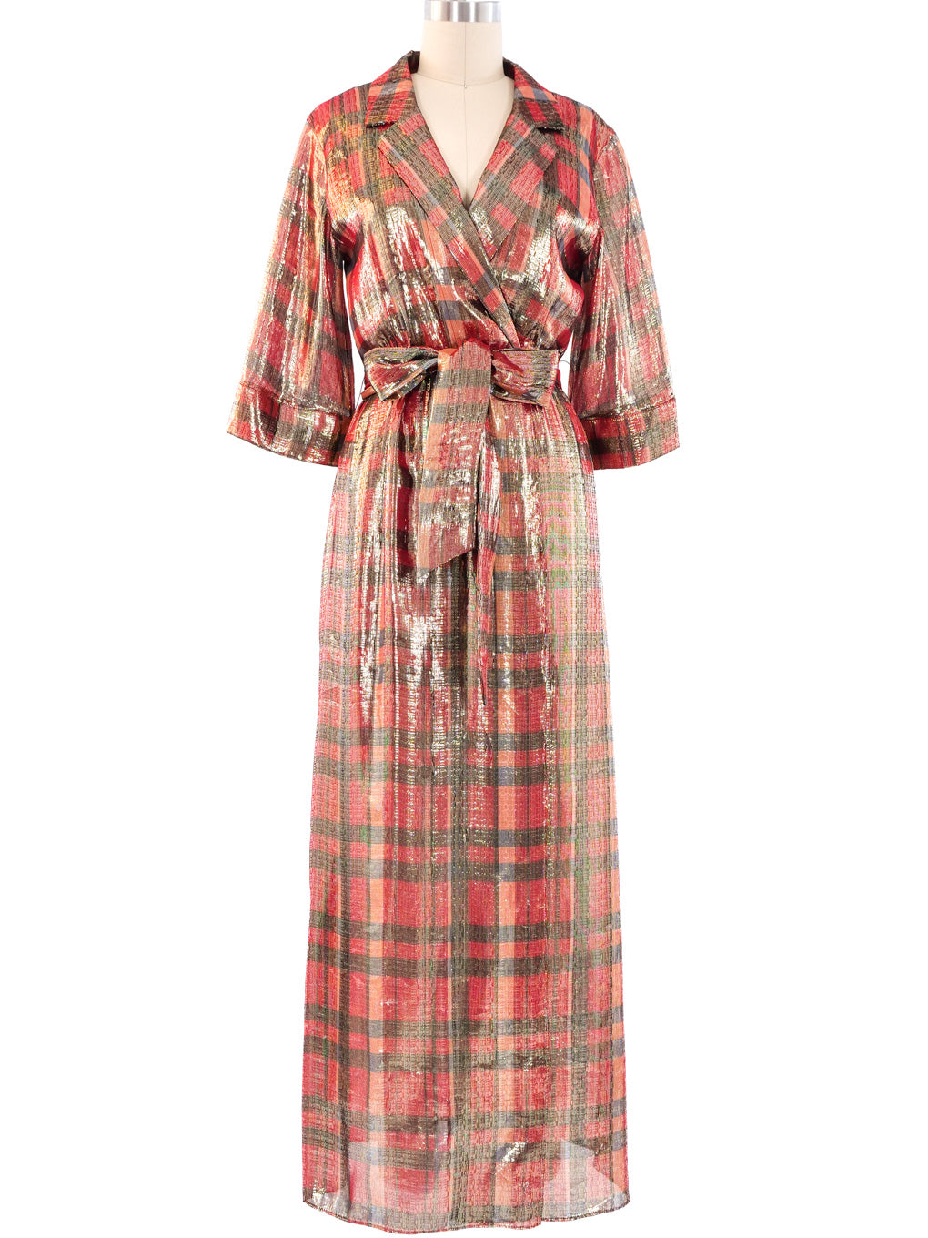 Metallic Checkered Maxi Dress
