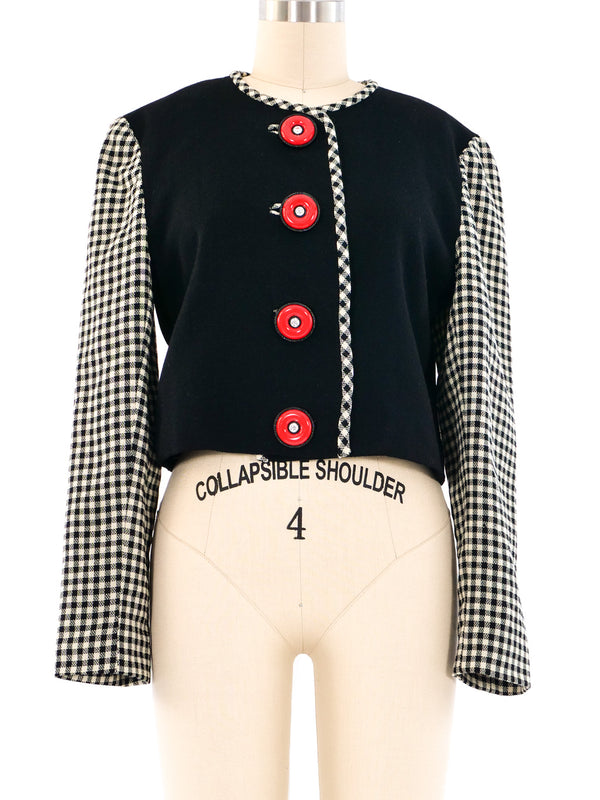 Checkered Cropped Jacket Jacket arcadeshops.com
