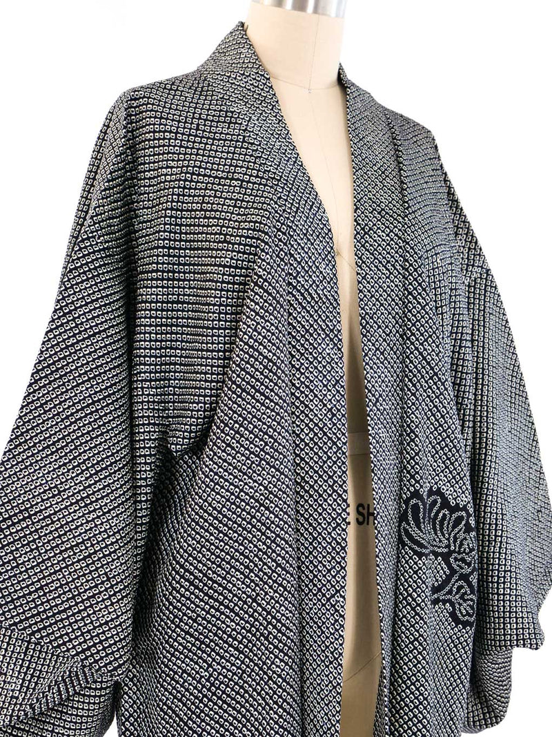 Black Floral Shibori Kimono Jacket arcadeshops.com