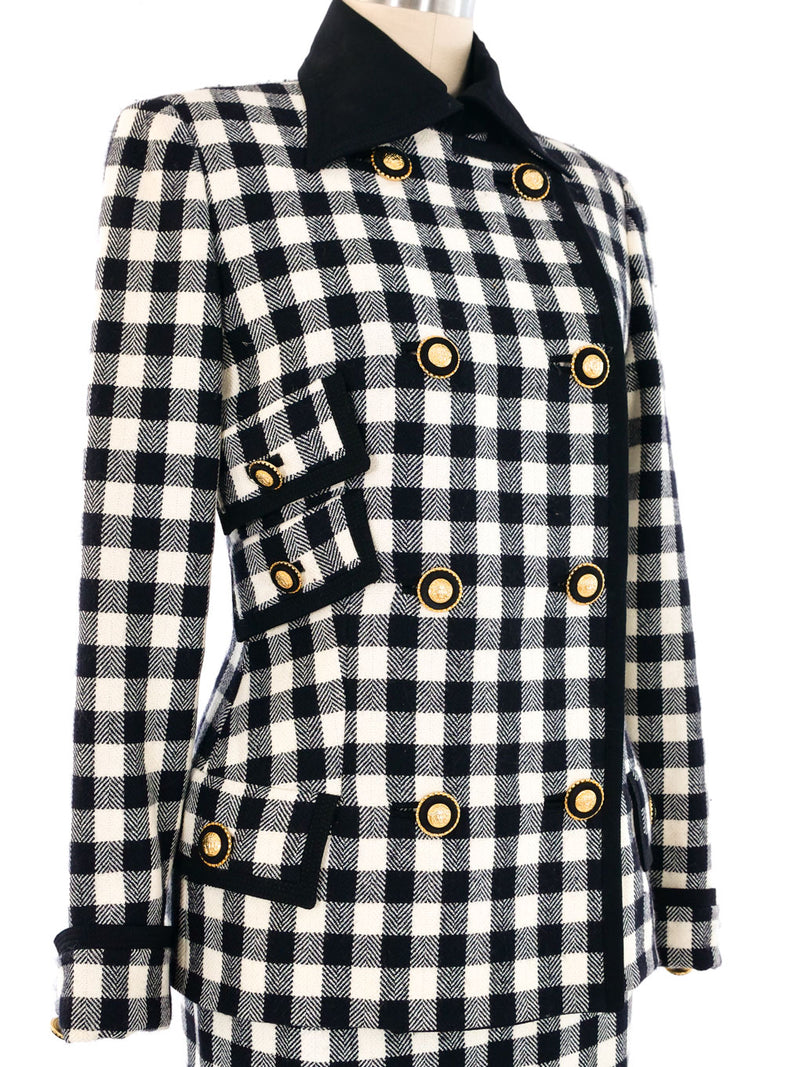 Gianni Versace Checkered Wool Skirt Suit Suit arcadeshops.com