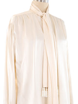 Yves Saint Laurent Ivory Silk Charmeuse Blouse Top arcadeshops.com