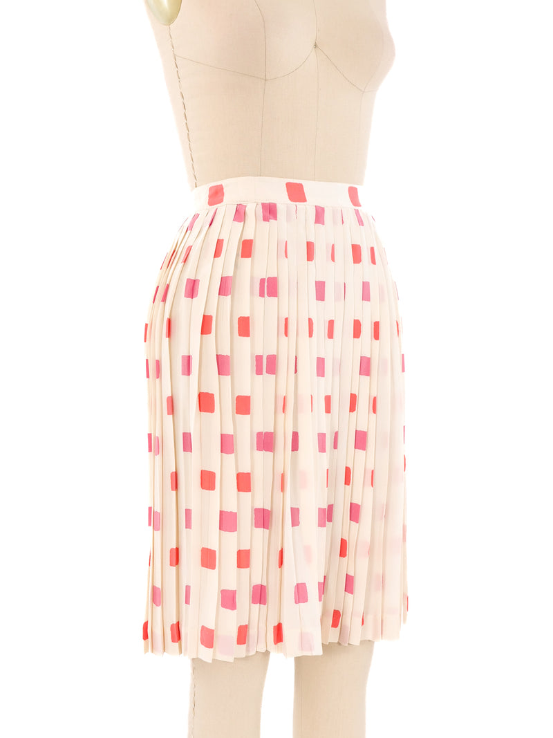 Pink Tile Printed Pleated Skirt Bottom arcadeshops.com