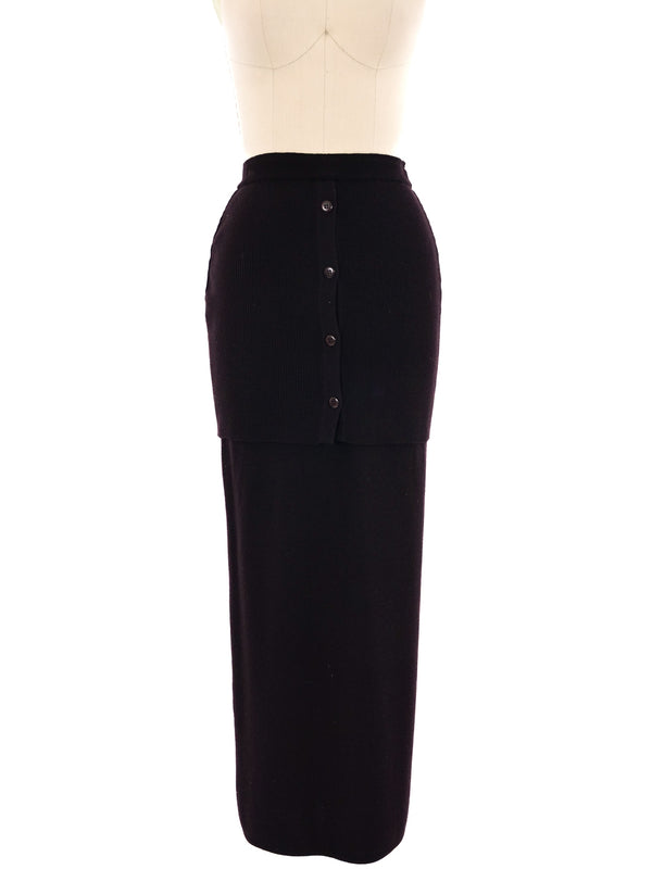 Chocolate Layered Knit Maxi Skirt Bottom arcadeshops.com