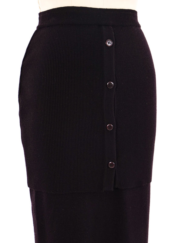 Chocolate Layered Knit Maxi Skirt Bottom arcadeshops.com