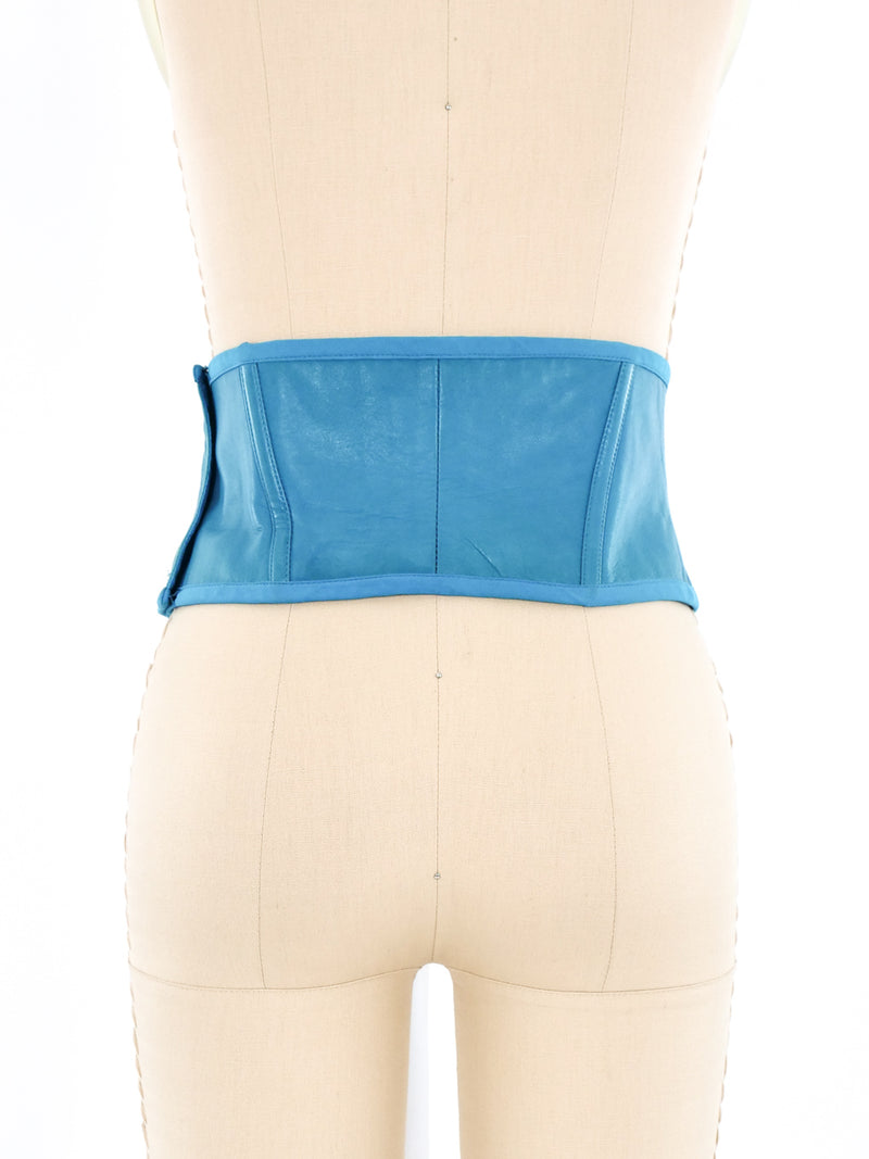 Gianni Versace Turquoise Leather Waist Belt Accessory arcadeshops.com