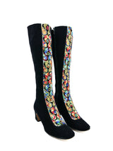 Floral Embroidered Suede Boots, 6.5 Accessory arcadeshops.com