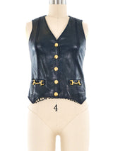 Celine Navy Leather Vest Top arcadeshops.com