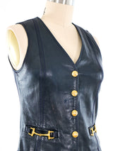 Celine Navy Leather Vest Top arcadeshops.com