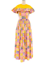 Patchwork Printed Ruffle Maxi Dress Dress arcadeshops.com