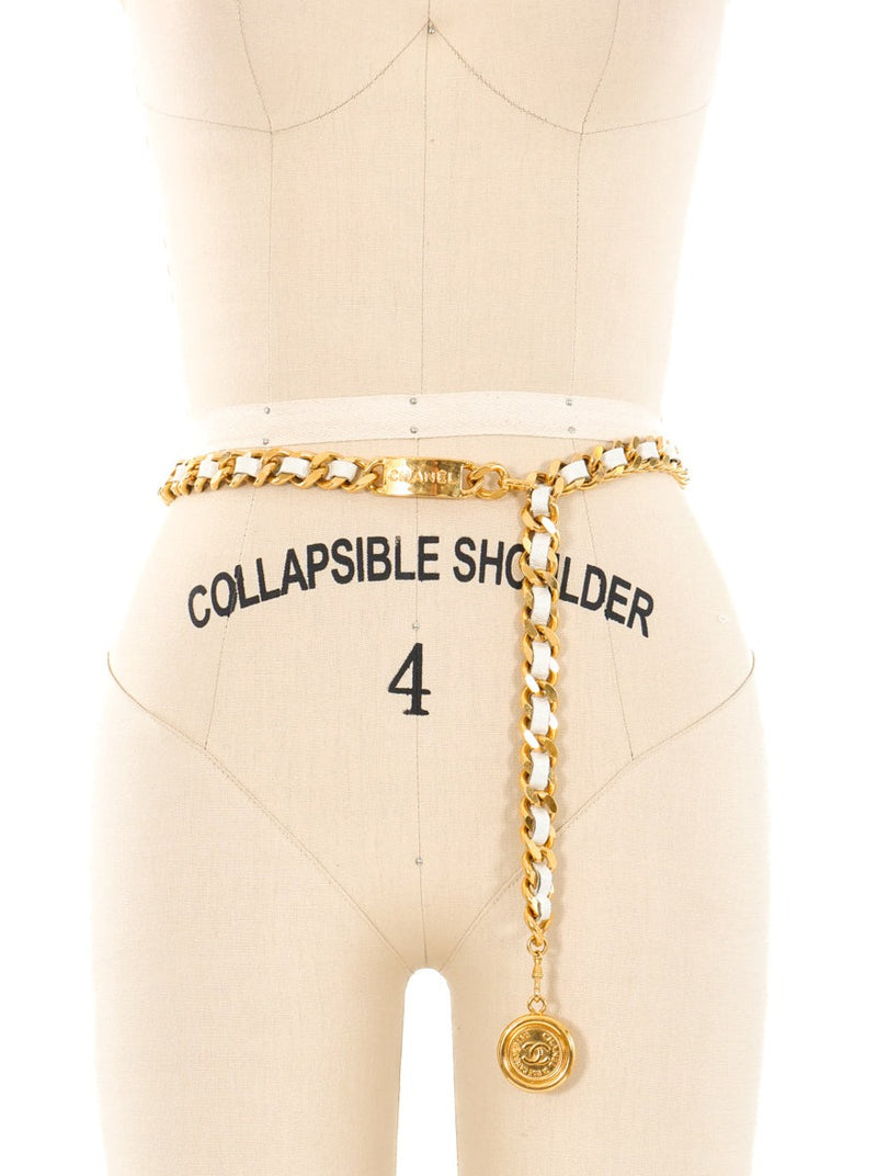Chanel White Leather Chain Belt Chanel White Leather Chain Belt
