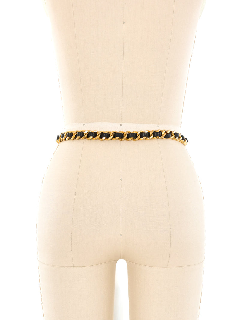 Chanel Black Leather Chain Belt Accessory arcadeshops.com