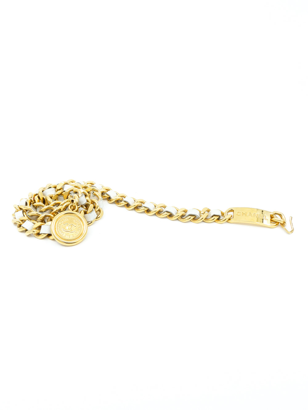 Chanel White Leather Chain Belt Chanel White Leather Chain Belt