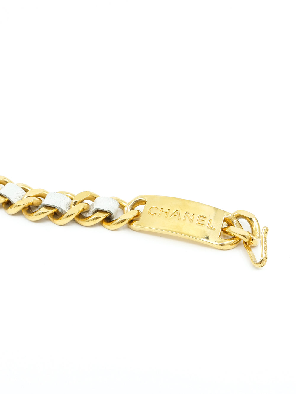 CHANEL ヴィンテージチェーンベルトホワイト Chanel White Leather Chain Belt