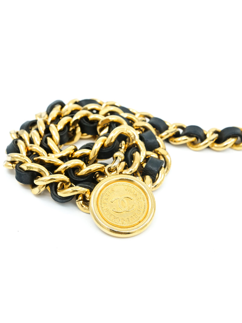 Chanel Black Leather Chain Belt Accessory arcadeshops.com