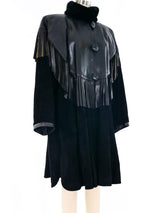 Yves Saint Laurent Fringed Leather and Suede Swing Coat Outerwear arcadeshops.com