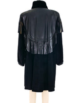 Yves Saint Laurent Fringed Leather and Suede Swing Coat Outerwear arcadeshops.com