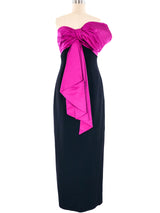 Christian Dior Fuchsia Bow Bodice Gown Dress arcadeshops.com