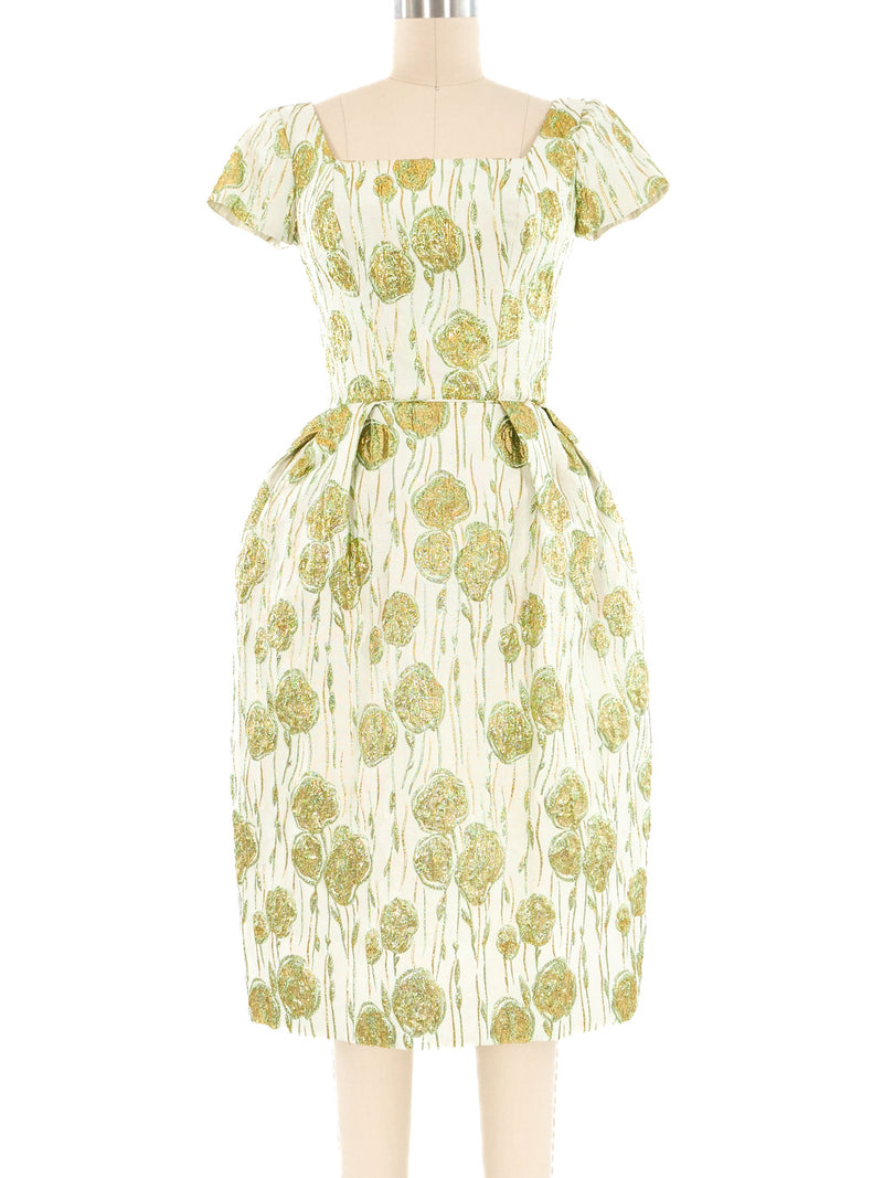 1960's Metallic Floral Brocade Dress Dress arcadeshops.com
