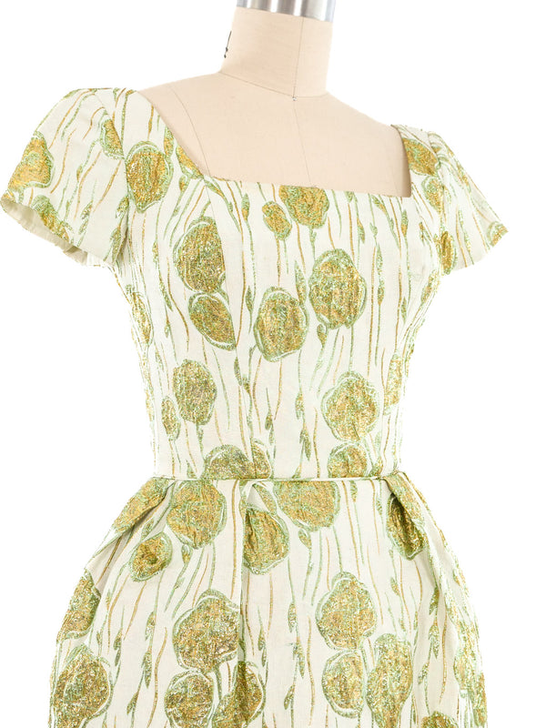1960's Metallic Floral Brocade Dress Dress arcadeshops.com