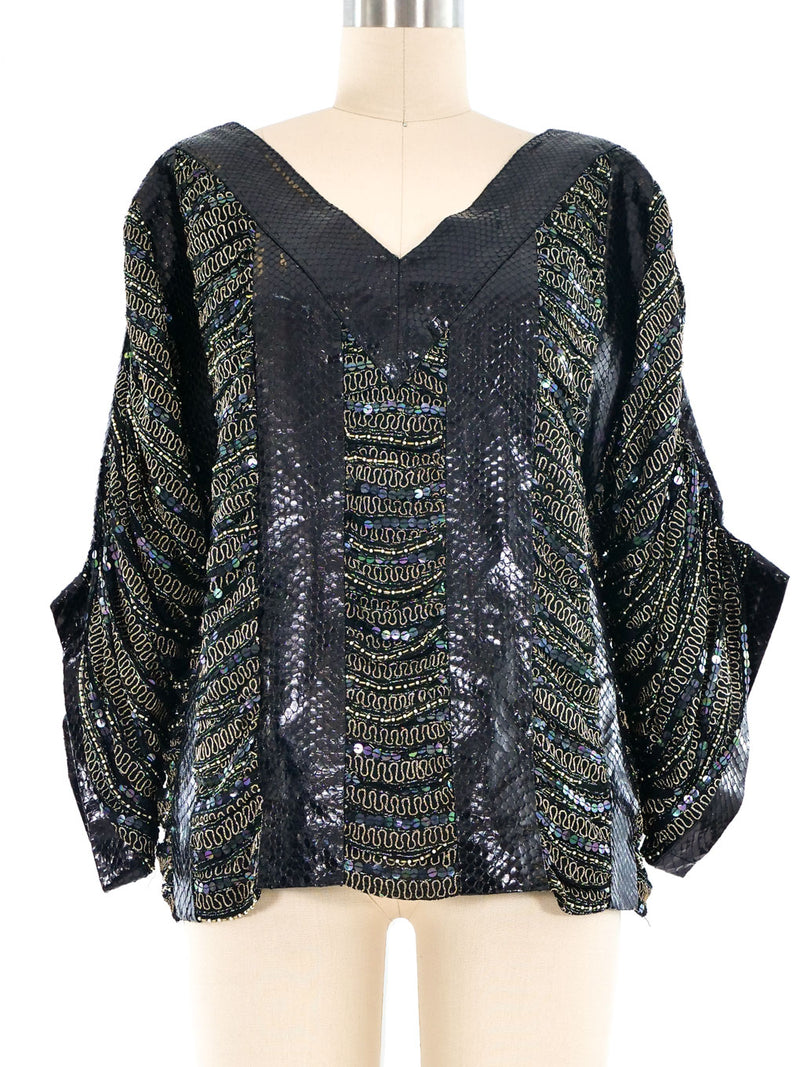 Snakeskin Sequin Banded Top Top arcadeshops.com