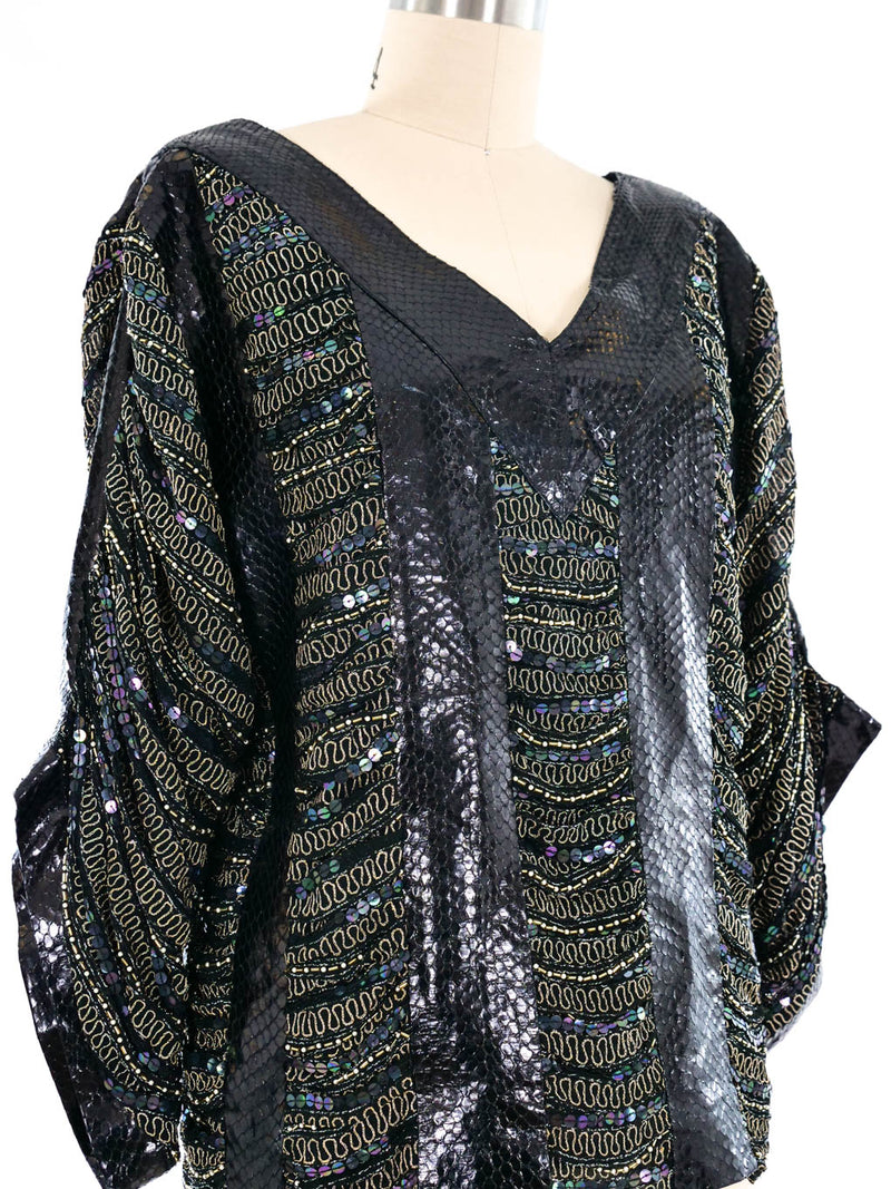 Snakeskin Sequin Banded Top Top arcadeshops.com