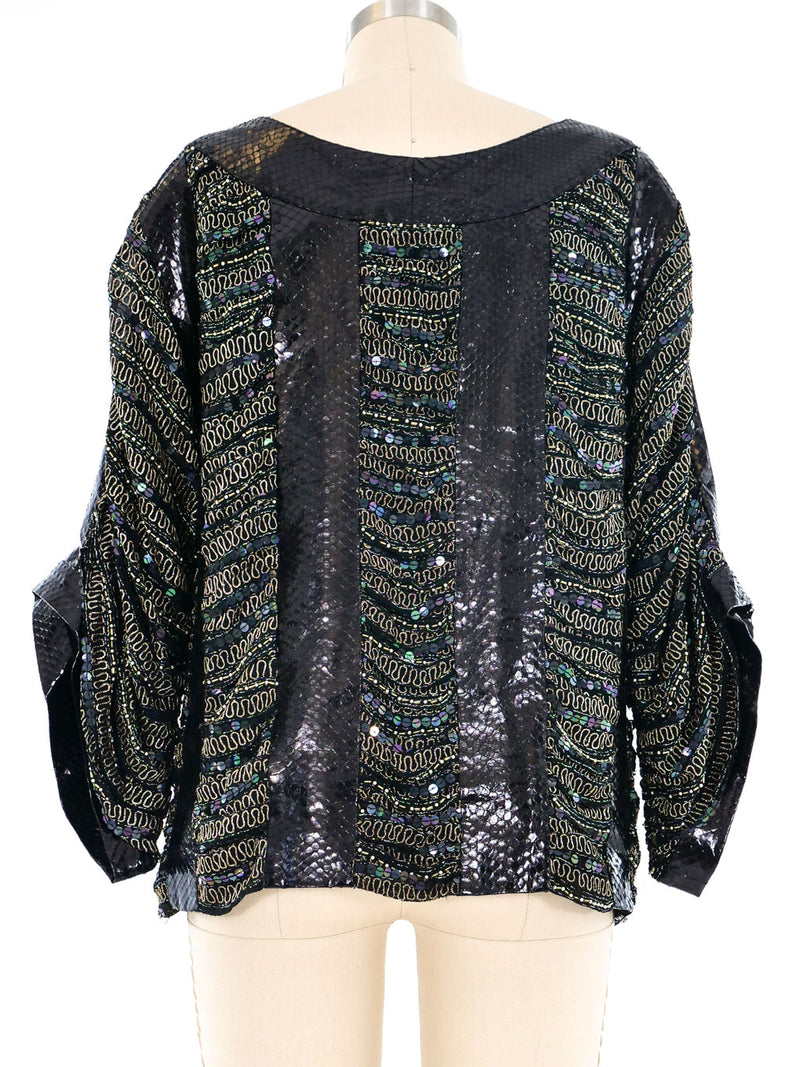 Snakeskin Sequin Banded Top Top arcadeshops.com