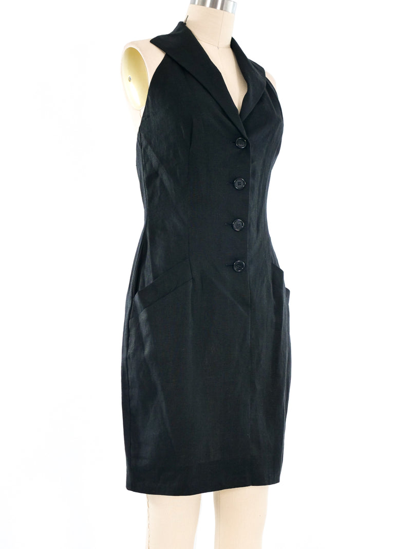 Donna Karan Linen Halter Dress Dress arcadeshops.com