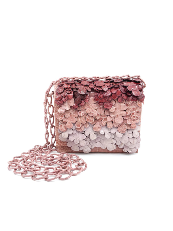 Nancy Gonzalez Floral Applique Crocodile Crossbody Bag Accessory arcadeshops.com