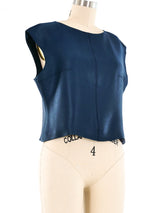 Chanel Teal Crepe Satin Top Top arcadeshops.com