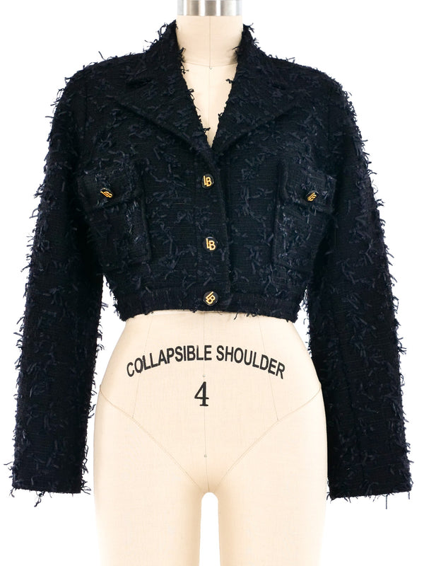 Cropped Fringe Trim Jacket Jacket arcadeshops.com