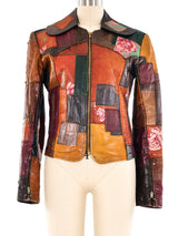 Rose Patchwork Leather Jacket Jacket arcadeshops.com