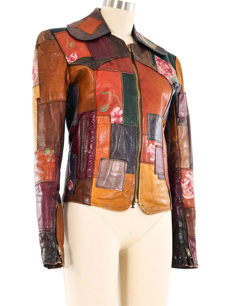 Rose Patchwork Leather Jacket Jacket arcadeshops.com