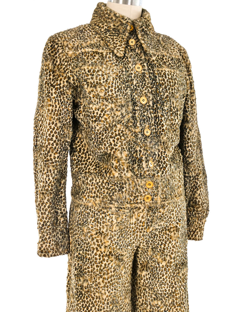 Leopard Printed Faux Fur Ensemble Suit arcadeshops.com