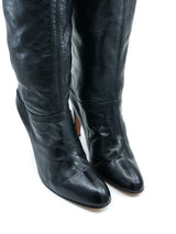 Black Leather Drawstring Boots, 10 Accessory arcadeshops.com