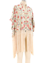 Floral Embroidered Fringed Shawl Jacket arcadeshops.com