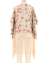 Floral Embroidered Fringed Shawl Jacket arcadeshops.com