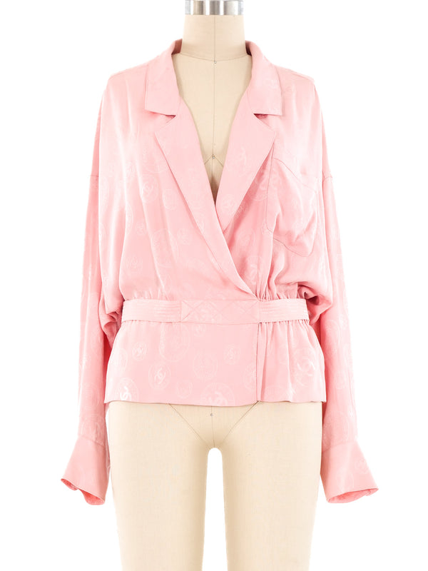 Chanel Coin Motif Jacquard Silk Blouse Top arcadeshops.com