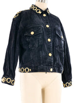 Chainlink Embroidered Denim Jacket Jacket arcadeshops.com