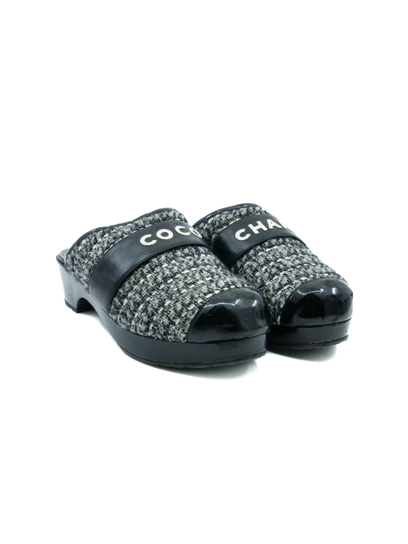 Chanel Sequin Accented Tweed Clogs Accessory arcadeshops.com