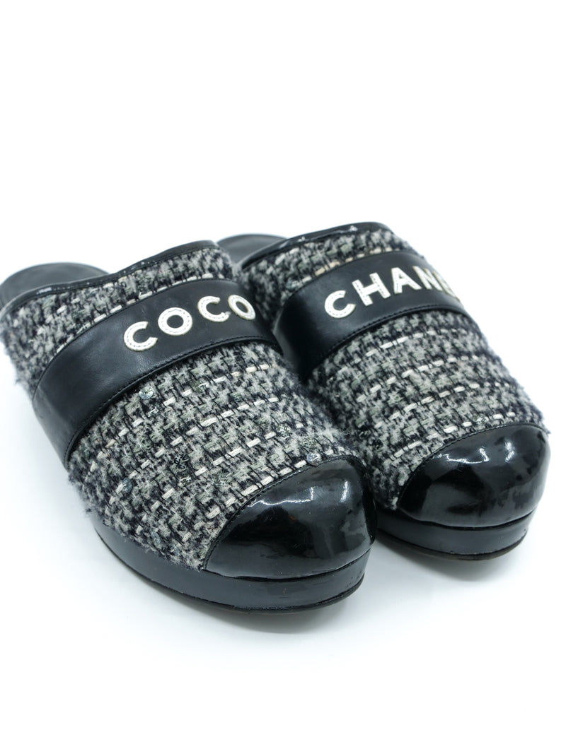 Chanel Sequin Accented Tweed Clogs Accessory arcadeshops.com