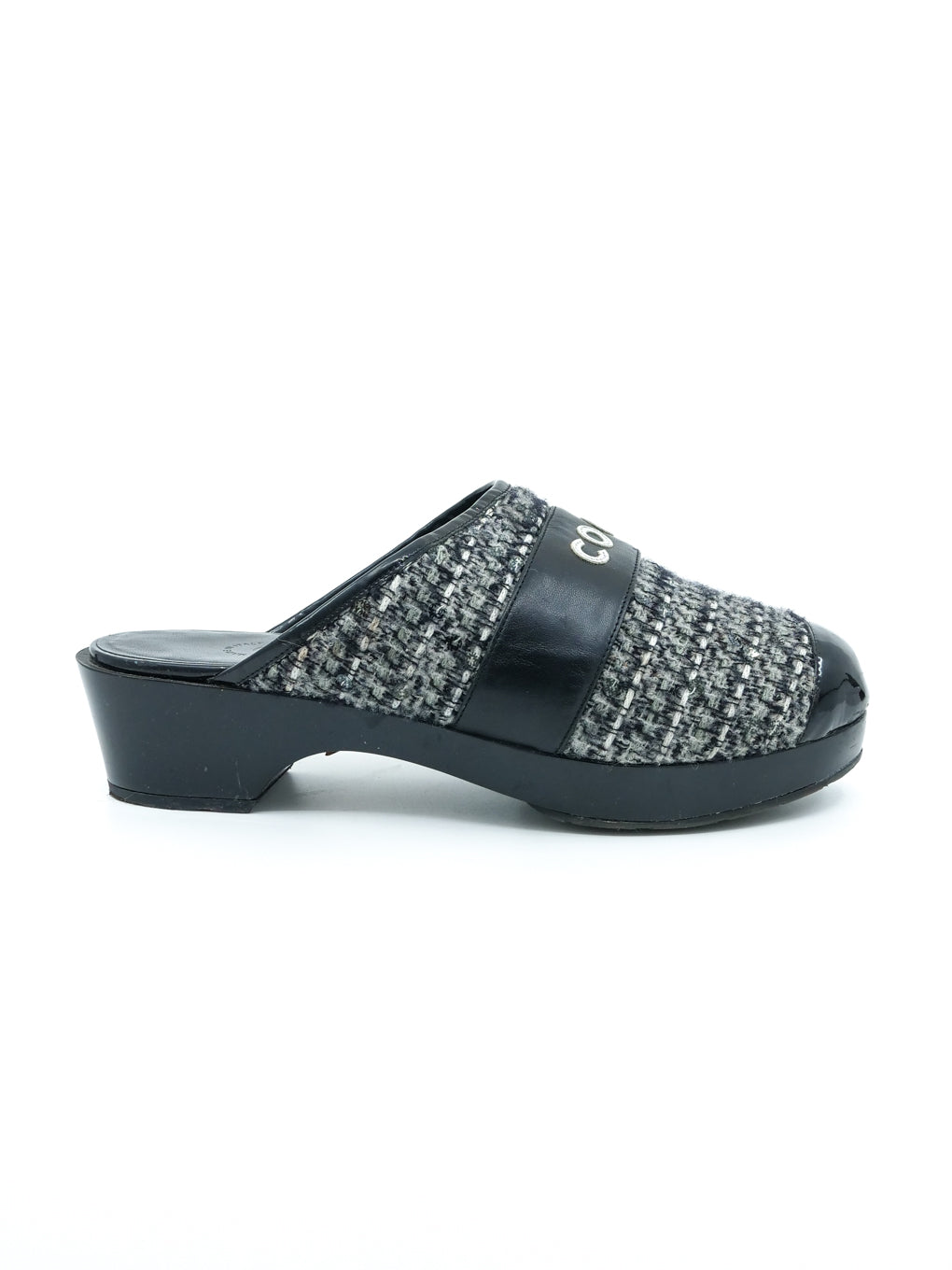 Chanel Sequin Accented Tweed Clogs