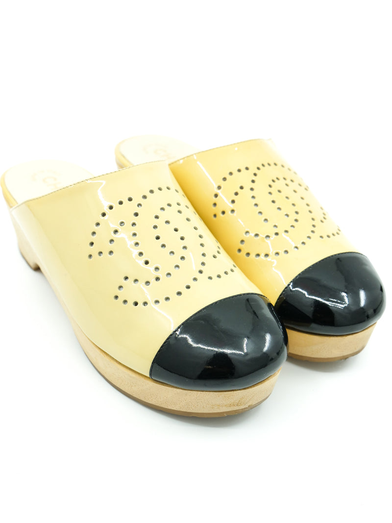 Chanel Perforated Logo Patent Clogs Accessory arcadeshops.com