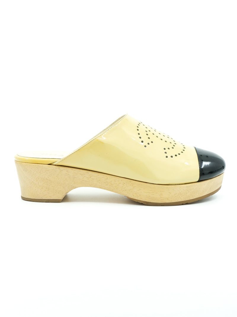 Chanel Perforated Logo Patent Clogs Accessory arcadeshops.com