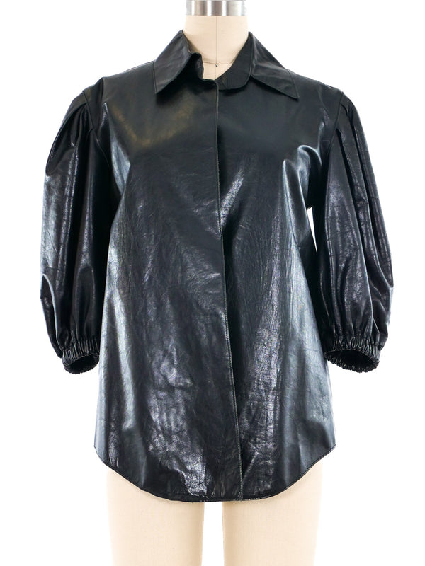Yves Saint Laurent Puff Sleeve Leather Jacket Jacket arcadeshops.com