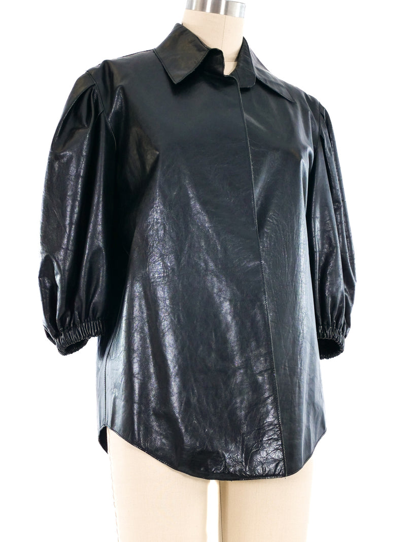 Yves Saint Laurent Puff Sleeve Leather Jacket Jacket arcadeshops.com